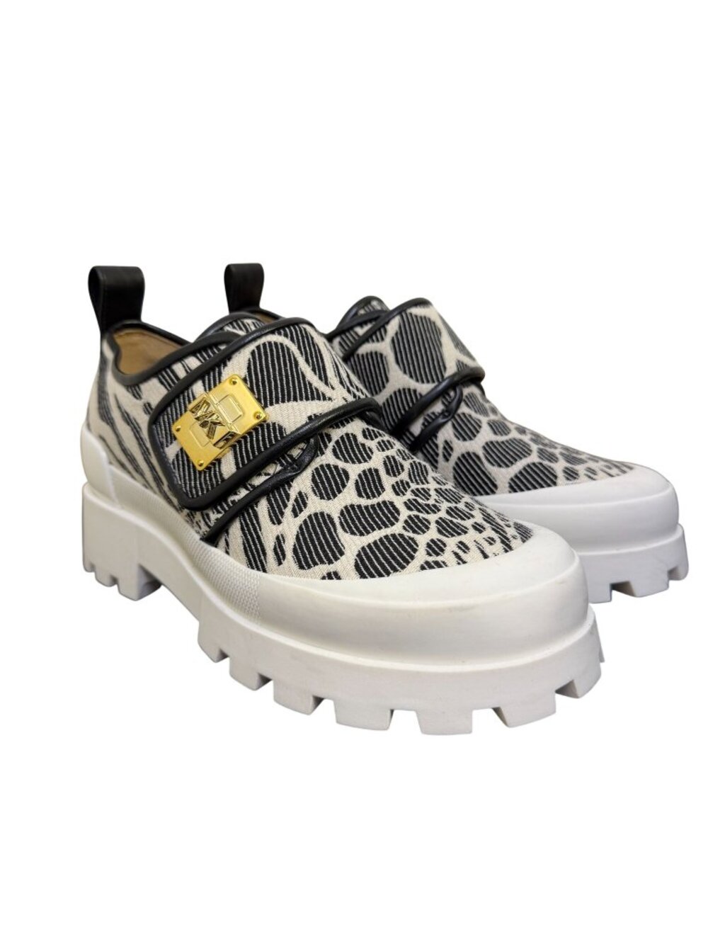 Michael Kors Animal Print Platform Loafers White & Black Size 6